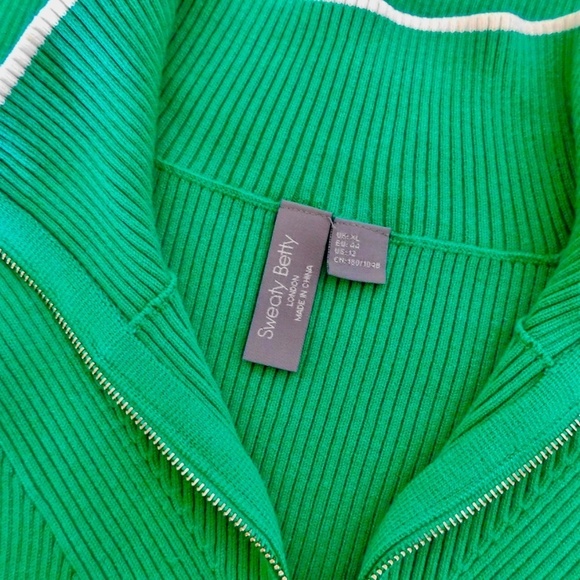 SWEATY BETTY Frame Knitted Midi Dress Vivid Green Sporty Ribbed Knit Size 12 - Picture 11 of 14